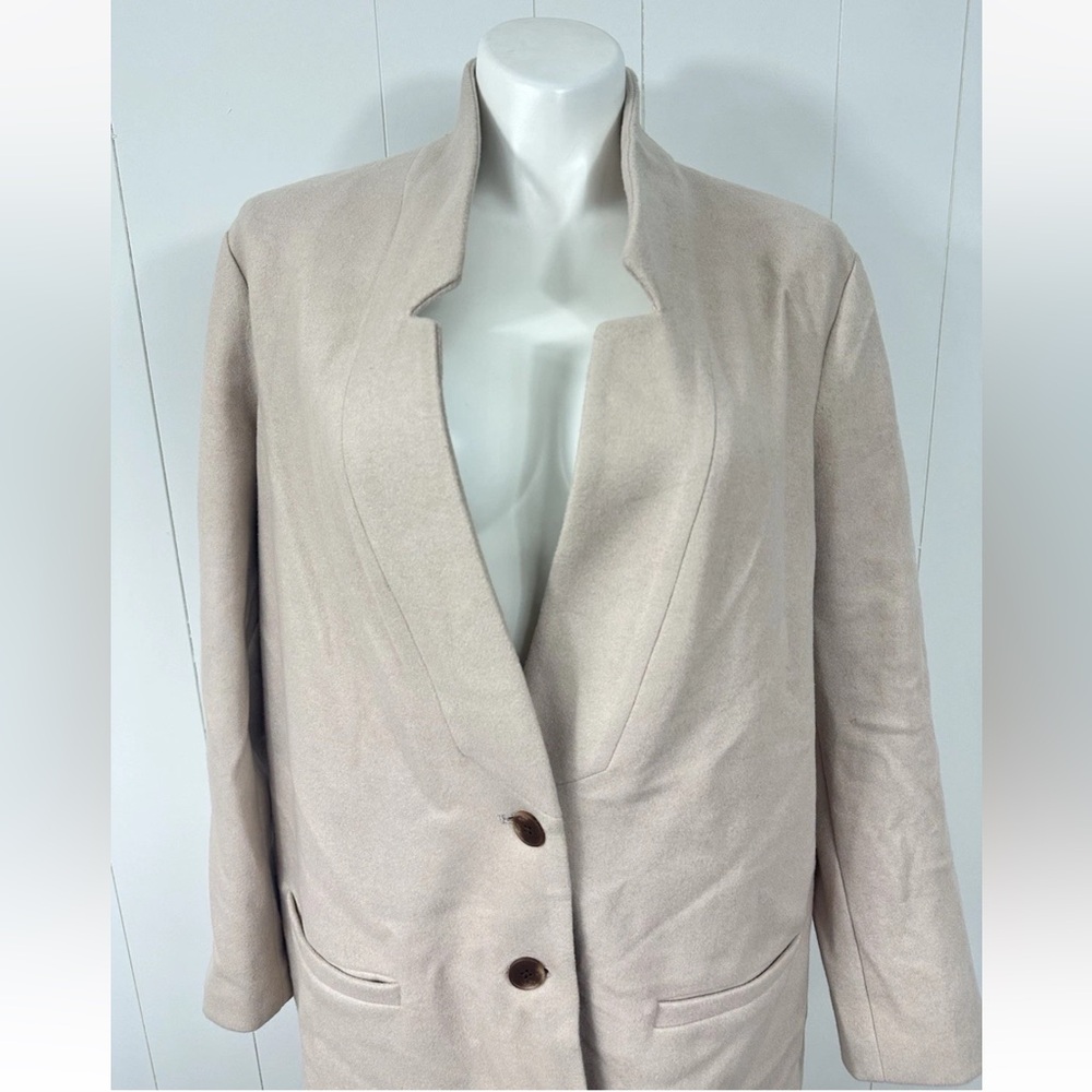 NEW Old Navy Women's Beige Long Dress Coat Size 2XL  Tall Button Up Pockets - Picture 2 of 13